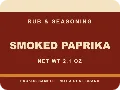 SMOKED PAPRIKA sample: a 2 × 1.5 in rounded label for a spice jar